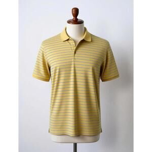 Nike Golf Yellow Striped Fit Dry Polo Shirt Large